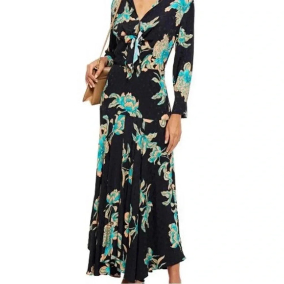 Sandro Paris Blaire Knotted Floral Print Maxi Dress size 38 EU - Picture 1 of 9